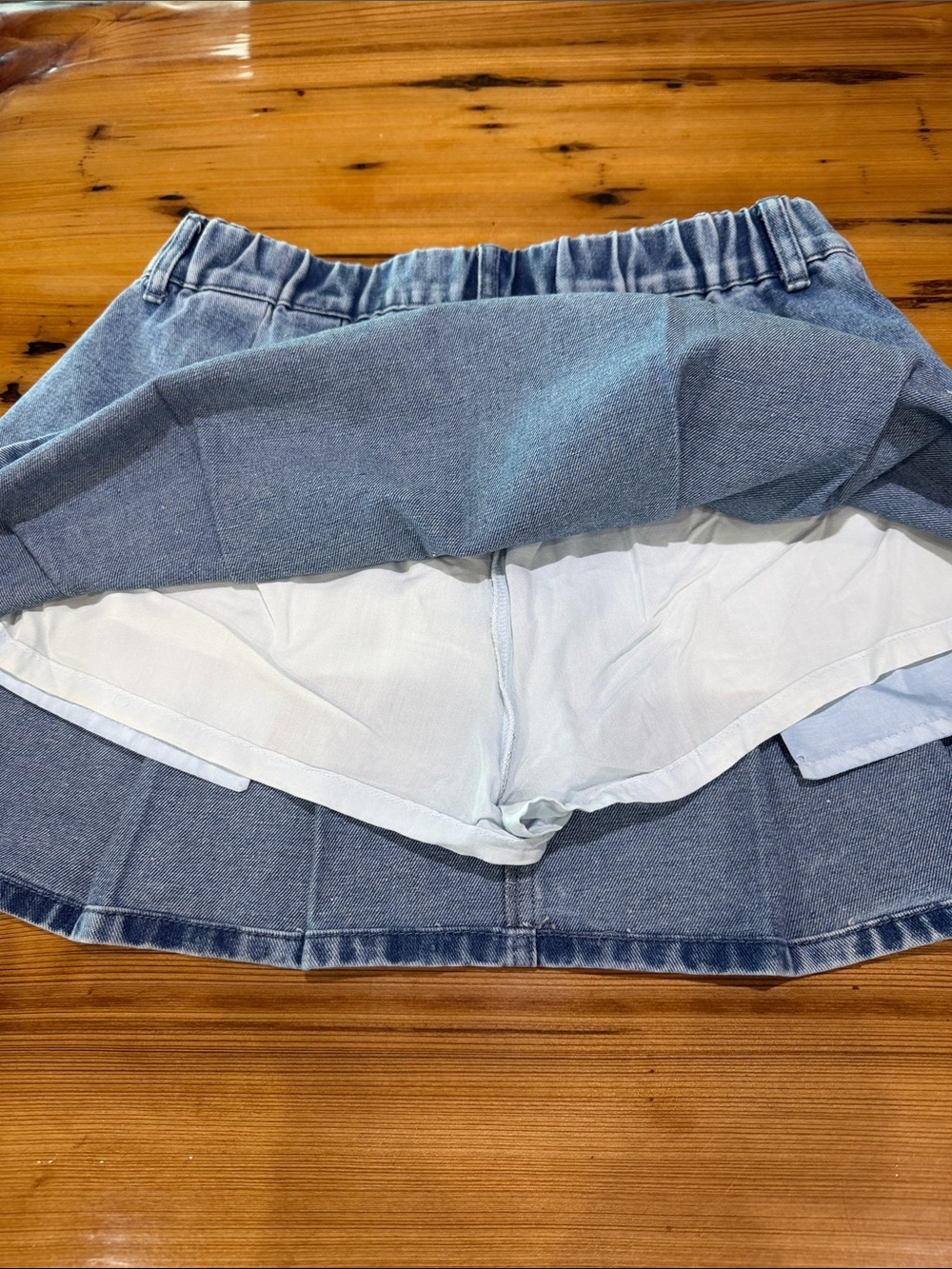Harper & Ivy Light Blue Denim Pleated Skater Skirt/skort - Picture 4 of 4